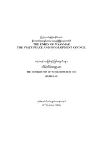 jynfaxmifpkjrefrmEdkifiHawmf  Edik if aH wmfat;csr;f om,ma&;ESizhf NUGH zKd ;a&;aumifpD THE UNION OF MYANMAR THE STATE PEACE AND DEVELOPMENT COUNCIL