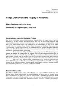 Congo Uranium and the Tragedy of Hiroshima