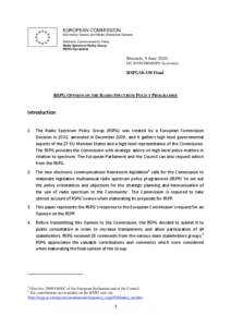 RSPG Opinion on the Radio Spectrum Policy Programme