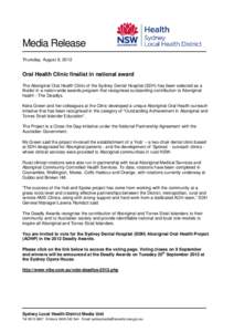 Oral Health Clinic finalist in national award