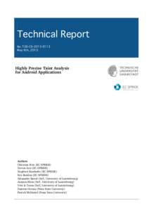Technical Report Nr. TUD-CS[removed]May 8th, 2013 Highly Precise Taint Analysis for Android Applications