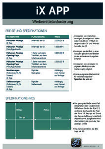 iX App Werbemittelanforderung Preise und Spezifikationen Werbeform  Platzierung