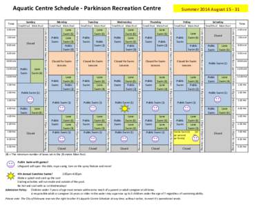 Aquatic Centre Schedule - Parkinson Recreation Centre Time Lane Swim (6) Lane