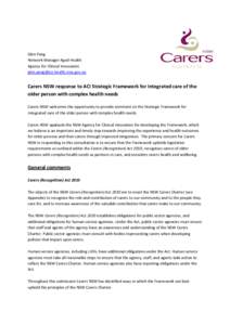 Microsoft Word - Carers NSW response to ACI Strategic Framework for Integrated care 13 Feb 2014.docx