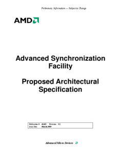 Preliminary Information — Subject to Change  Advanced Synchronization