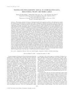 Evolution, 57(4), 2003, pp. 717–745  TESTING FOR PHYLOGENETIC SIGNAL IN COMPARATIVE DATA: