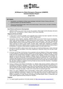 UN Mission for Ebola Emergency Response (UNMEER) External Situation Report 29 April 2015 KEY POINTS 