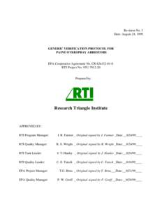 GENERIC VERIFICATION PROTOCOL FOR PAINT OVERSPRAY ARRESTORS