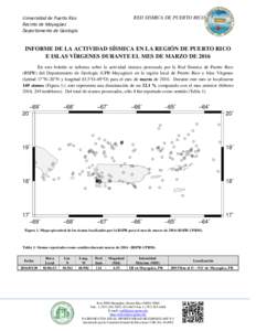 RED SISMICA DE PUERTO RICO  Universidad de Puerto Rico Recinto de Mayagüez Departamento de Geología