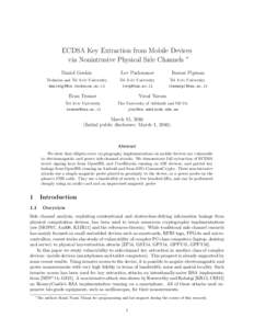 ECDSA Key Extraction from Mobile Devices via Nonintrusive Physical Side Channels ∗ Daniel Genkin Lev Pachmanov