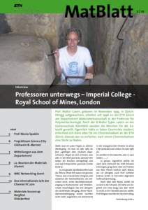 MatBlatt  Interview Professoren unterwegs – Imperial College Royal School of Mines, London