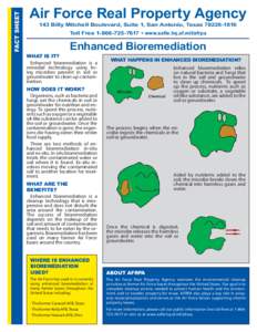 FACT SHEET  Air Force Real Property Agency 143 Billy Mitchell Boulevard, Suite 1, San Antonio, Texas[removed]Toll Free[removed] • www.safie.hq.af.mil/afrpa