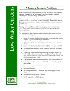 Low Water Gardens  A Greening Powassan Fact Sheet