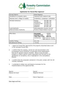 Application for Forest Plan Approval Forest District: Woodland or property name: West England Haywood and Castiard Vale