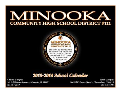 MINOOKA COMMUNITY HIGH SCHOOL DISTRICT #[removed]School Calendar  Central Campus