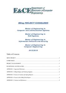 MEng PROJECT GUIDELINES Master of Engineering in Computer and Communication Systems Master of Engineering in VLSI Systems Master of Engineering in