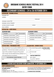 Secondary Schools Entry Form