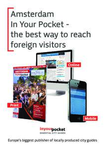 Amsterdam In Your Pocket the best way to reach foreign visitors Online  Print