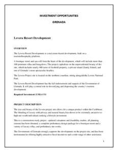 INVESTMENT OPPORTUNITIES GRENADA Levera Resort Development  OVERVIEW