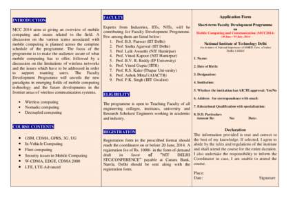 INTRODUCTION  Application Form FACULTY