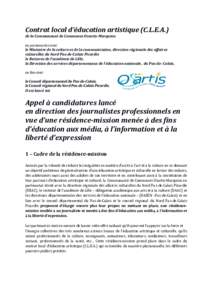 Contrat local d’éducation artistique (C.L.E.A.) de la Communauté de Communes Osartis-Marquion en partenariat avec le Ministère de la culture et de la communication, direction régionale des affaires culturelles du N