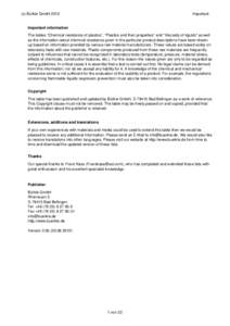 (c) Bürkle GmbH[removed]Important Important information The tables “Chemical resistance of plastics”, “Plastics and their properties” and “Viscosity of liquids