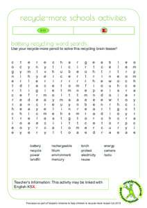 recycle-more schools activities fbattery recycling word search