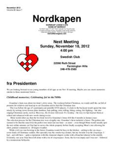 November 2012 Volume 83 Issue 7 Nordkapen NORDKAP LODGESONS OF NORWAY