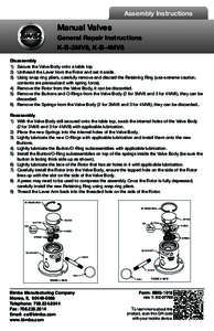Assembly Instructions  Manual Valves General Repair Instructions K-B-3MV8, K-B-4MV8 Disassembly