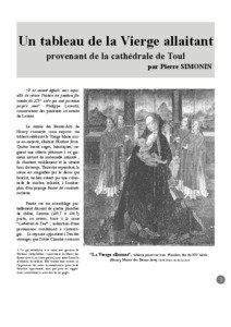 Un tableau de la Vierge allaitant provenant de la cathédrale de Toul par Pierre SIMONIN
