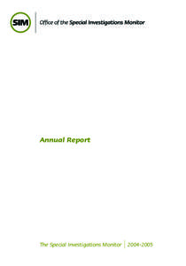 Justice - Special Investigations Monitor Annual Report[removed]PDF - 193KB - 24 Pages
