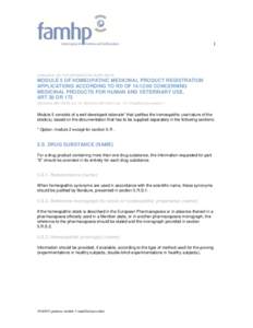 1  GUIDANCE ON THE INFORMATION SUPPLIED IN MODULE 5 OF HOMEOPATHIC MEDICINAL PRODUCT REGISTRATION APPLICATIONS ACCORDING TO RD OF[removed]CONCERNING