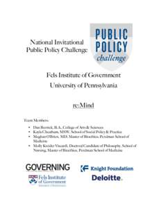 National Invitational Public Policy Challenge Fels Institute of Government University of Pennsylvania re:Mind