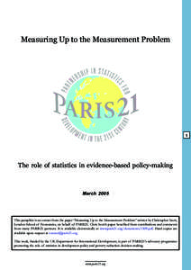 Measuring Up to the Measurement Problem  1 The role of statistics in evidence-based policy-making