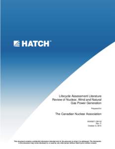 Lifecycle Assessment Literature Review of Nuclear, Wind and Natural Gas Power Generation