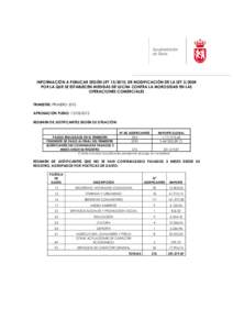 INFORMACIÓN A PUBLICAR SEGÚN LEY[removed], DE MODIFICACIÓN DE LA LEY[removed]POR LA QUE SE ESTABLECEN MEDIDAS DE LUCHA CONTRA LA MOROSIDAD EN LAS OPERACIONES COMERCIALES TRIMESTRE: PRIMERO 2012 APROBACIÓN PLENO: 15/05/