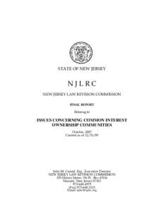 STATE OF NEW JERSEY  NJLRC NEW JERSEY LAW REVISION COMMISSION FINAL REPORT Relating to