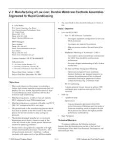 VI.2 Manufacturing of Low-Cost, Durable Membrane Electrode Assemblies Engineered for Rapid Conditioning • F. Colin Busby W.L. Gore & Associates, Inc (Gore)
