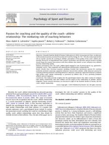 Psychology of Sport and Exercise[removed]144e152  Contents lists available at ScienceDirect Psychology of Sport and Exercise journal homepage: www.elsevier.com/locate/psychsport