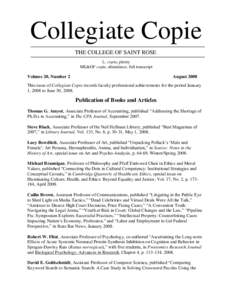 Collegiate Copie THE COLLEGE OF SAINT ROSE L. copia, plenty ME&OF copie, abundance, full transcript  Volume 20, Number 2