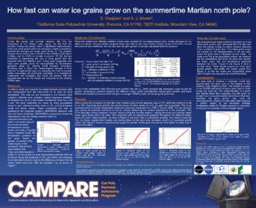 How fast can water ice grains grow on the summertime Martian north pole? S. Ossipian1 and A. J. Brown2, 1California State Polytechnic University, Pomona, CA 91768, 2SETI Institute, Mountain View, CA 94043.