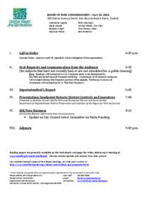 BOARD OF PARK COMMISSIONERS – April 24, [removed]Dexter Avenue North, Ken Bounds Board Room, Seattle Antoinette Angulo Diana Kincaid Barbara Wright Mazohra Thami