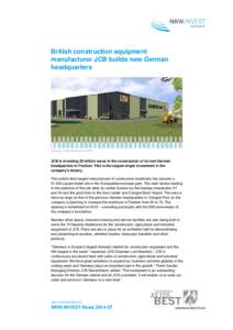 British construction equipment manufacturer JCB builds new German headquarters Copyright: JCB Deutschland GmbH