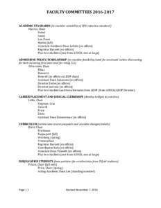 FACULTY COMMITTEESACADEMIC STANDARDS (to consider suitability of GPA retention standard) Marcus, Chair Dubal Izumi Lee, Eumi