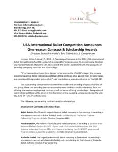 FOR IMMEDIATE RELEASE For more information contact: Brenda Trigg, USA IBC[removed], [removed] Vicki Harper-Blake, GodwinGroup[removed], [removed]