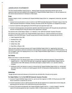 FREEPORT-McMoRan COPPER & GOLD INC[removed]Working Toward Sustainable Development Report  40 ASSURANCE STATEMENT The 2010 Freeport-McMoRan Copper & Gold Inc., Working Toward Sustainable Development (WTSD) report and the