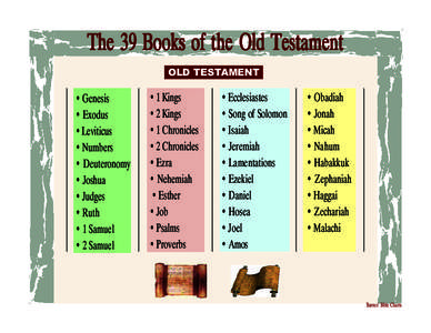 The 39 Books of the Old Testament OLD TESTAMENT • Genesis • 1 Kings