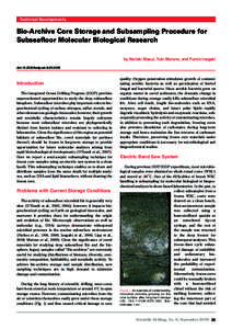 Technical Developments  Bio-Archive Core Storage and Subsampling Procedure for Subseafloor Molecular Biological Research by Noriaki Masui, Yuki Morono, and Fumio Inagaki doi:iodp.sd