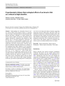 Oecologia:325–334 DOIs00442Community ecology - Original research  Experimental evidence that ecological effects of an invasive fish