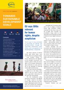 SPECIAL REPORT | JuneTOWARDS SUSTAINABLE DEVELOPMENT GOALS